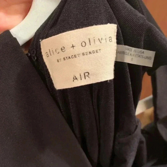 Alice + Olivia Womens Asha V-Neck Lace Up Solid Black Midi Dress - Picture 4 of 5